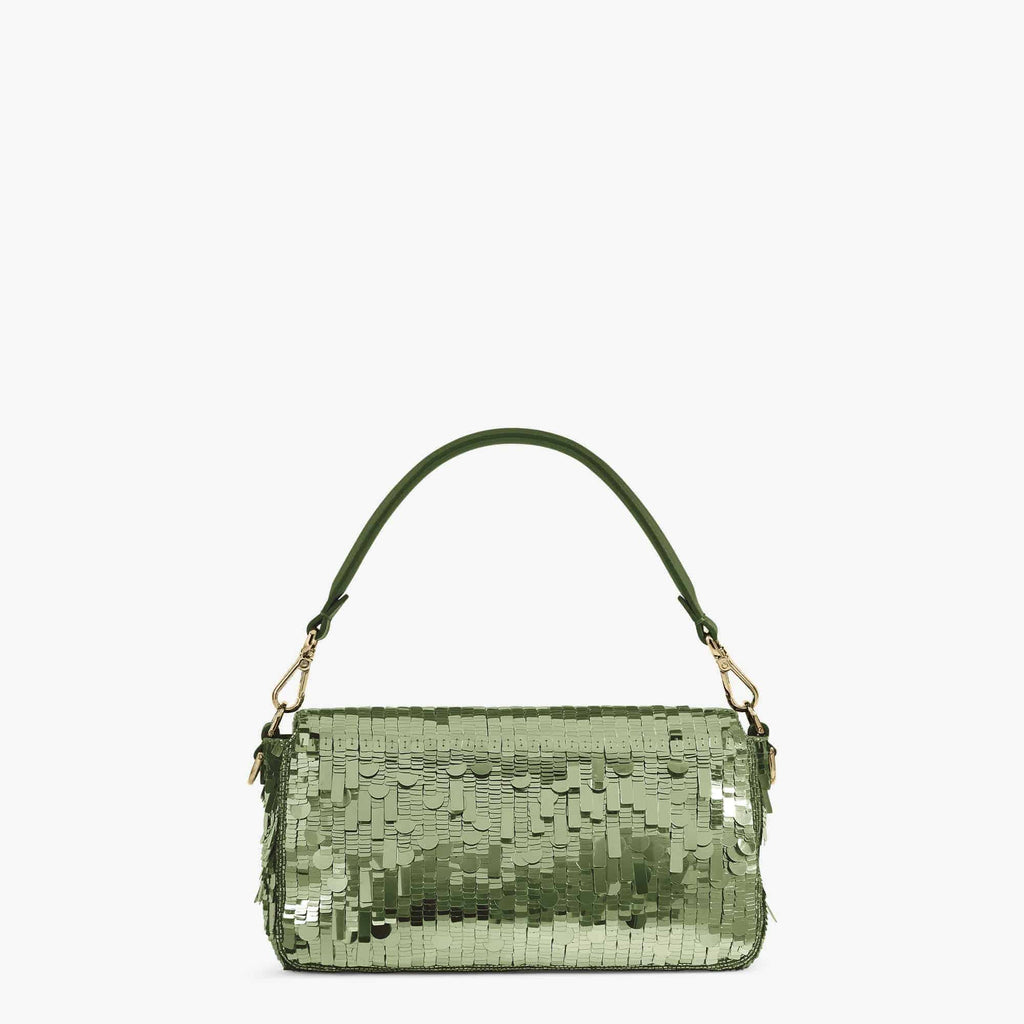 FENDI Iconic Medium Baguette Bag – Green Sequin Embroidery