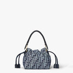 Mamma Baguette Small Dark blue denim-effect FF jacquard mini-bag