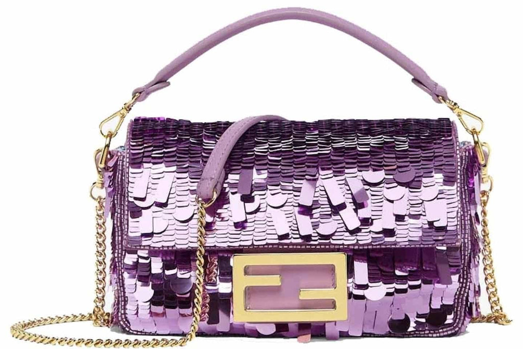 FENDI Iconic Small Baguette Bag – Pink Sequin Embroidery