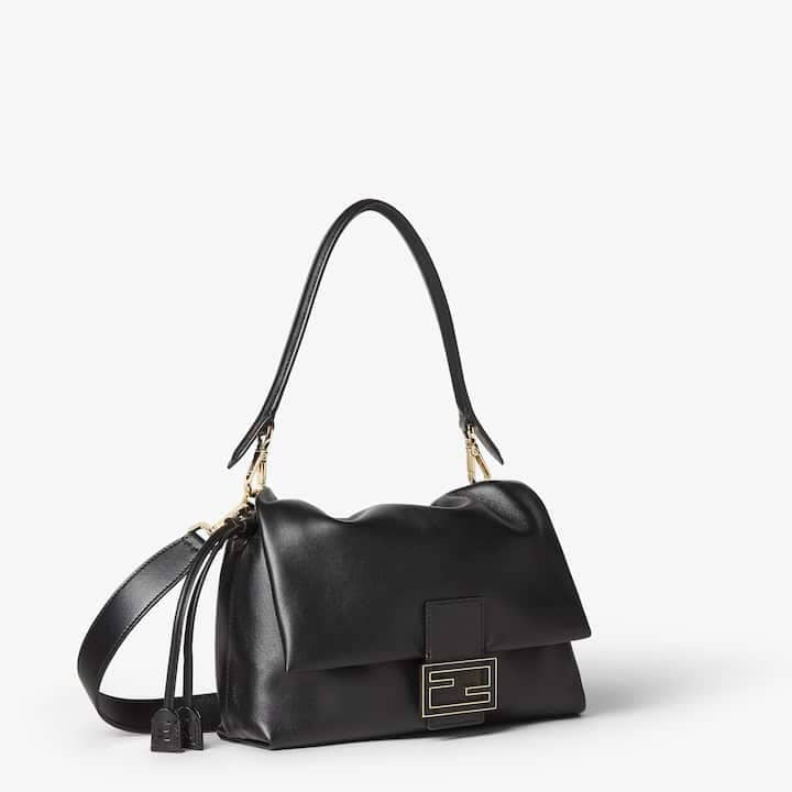 Mamma Baguette Medium Black nappa leather bag
