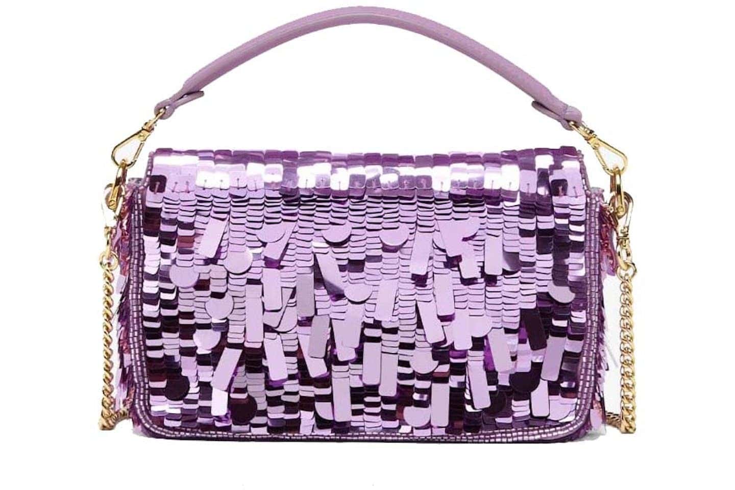FENDI Iconic Small Baguette Bag – Pink Sequin Embroidery