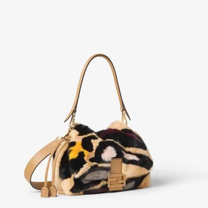 Mamma Baguette Medium Multicolor Night Butterfly inlay mink bag