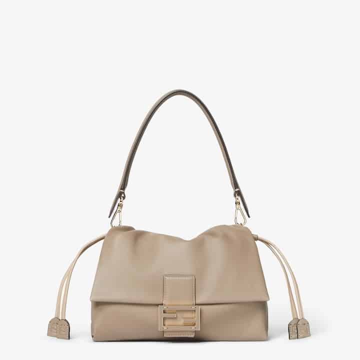 Mamma Baguette Medium Dove gray nappa leather bag