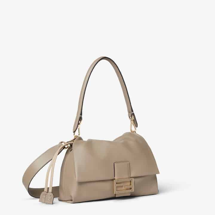 Mamma Baguette Medium Dove gray nappa leather bag