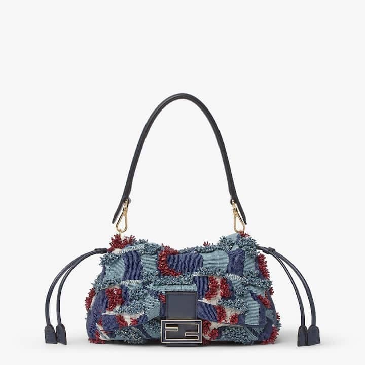 Mamma Baguette Medium Multicolored Night Butterfly beaded Bag