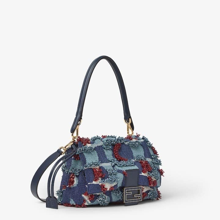 Mamma Baguette Medium Multicolored Night Butterfly beaded Bag