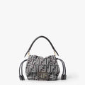 Mamma Baguette Small Dark blue FF flocked denim mini-bag