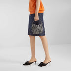 Mamma Baguette Small Dark blue FF flocked denim mini-bag