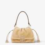 Mamma Baguette Medium Beige shearling bag