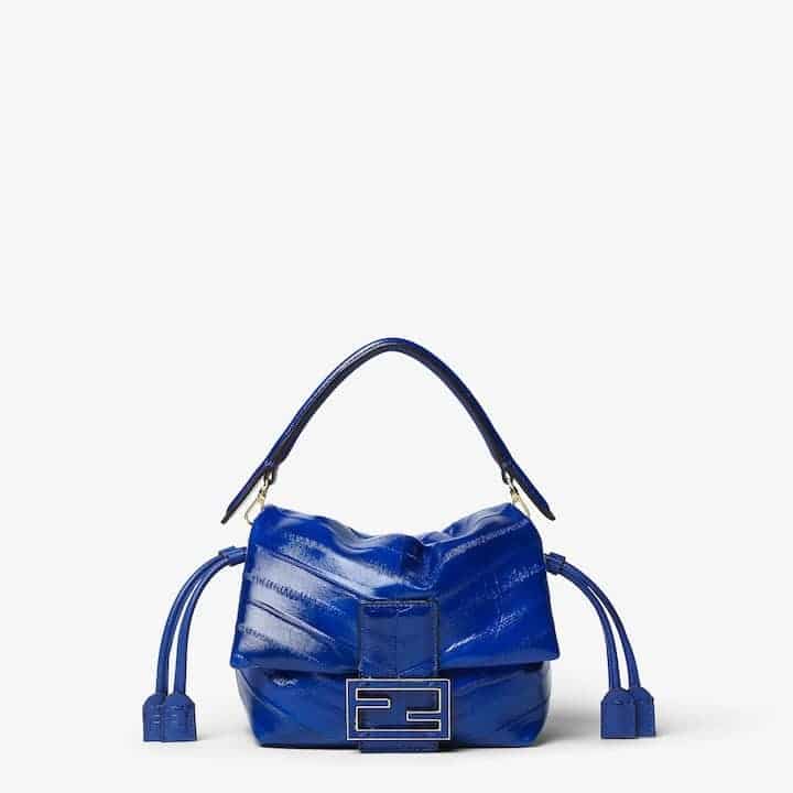 Mamma Baguette Small Electric blue inlaid hagfish mini-bag