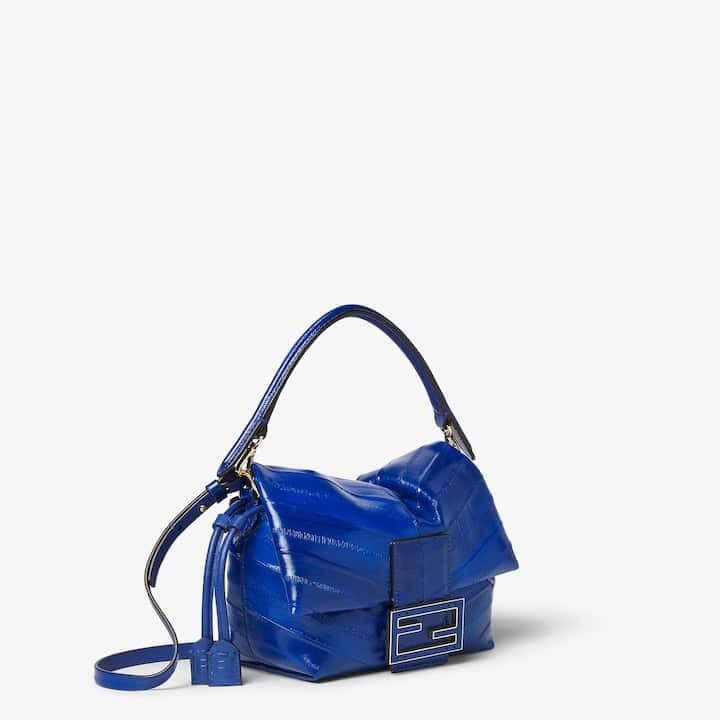 Mamma Baguette Small Electric blue inlaid hagfish mini-bag