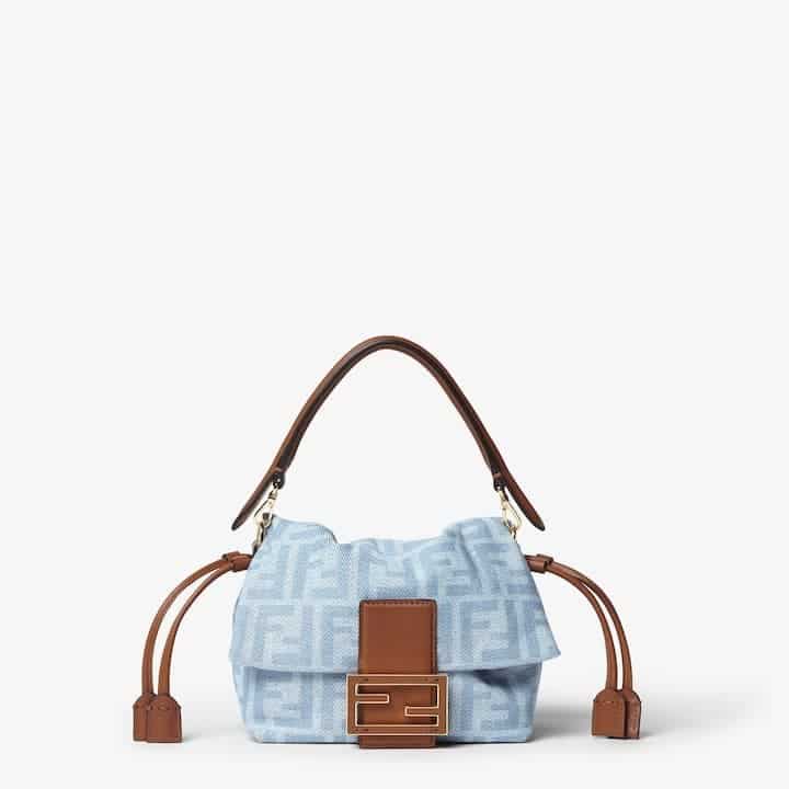Mamma Baguette Small Light blue FF denim mini-bag