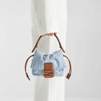 Mamma Baguette Small Light blue FF denim mini-bag