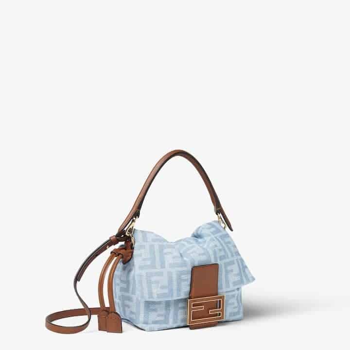 Mamma Baguette Small Light blue FF denim mini-bag