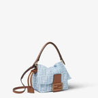 Mamma Baguette Small Light blue FF denim mini-bag