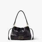 Mamma Baguette Medium Black python leather bag