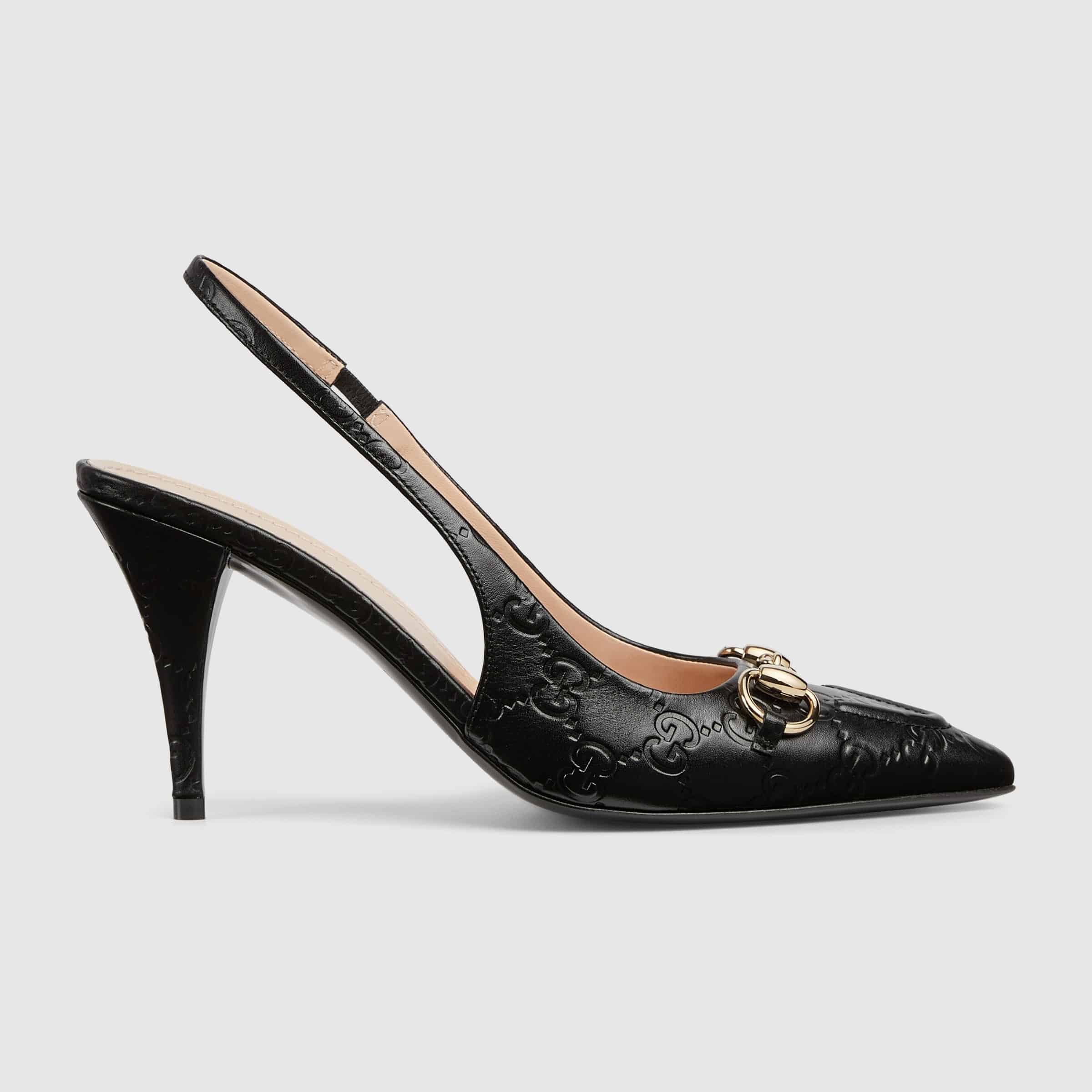 Gucci GG Leather Horsebit Pumps – Black
