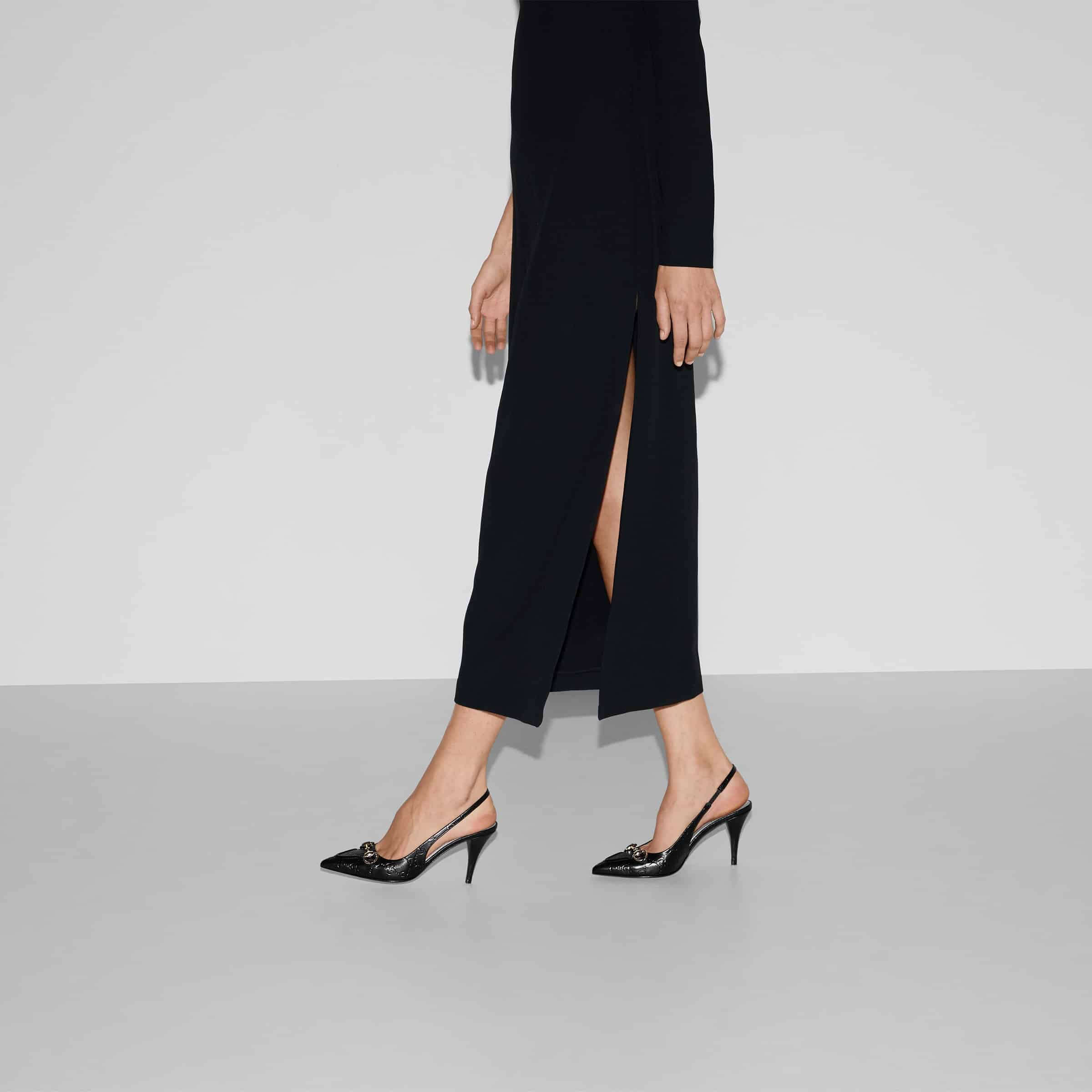 Gucci GG Leather Horsebit Pumps – Black