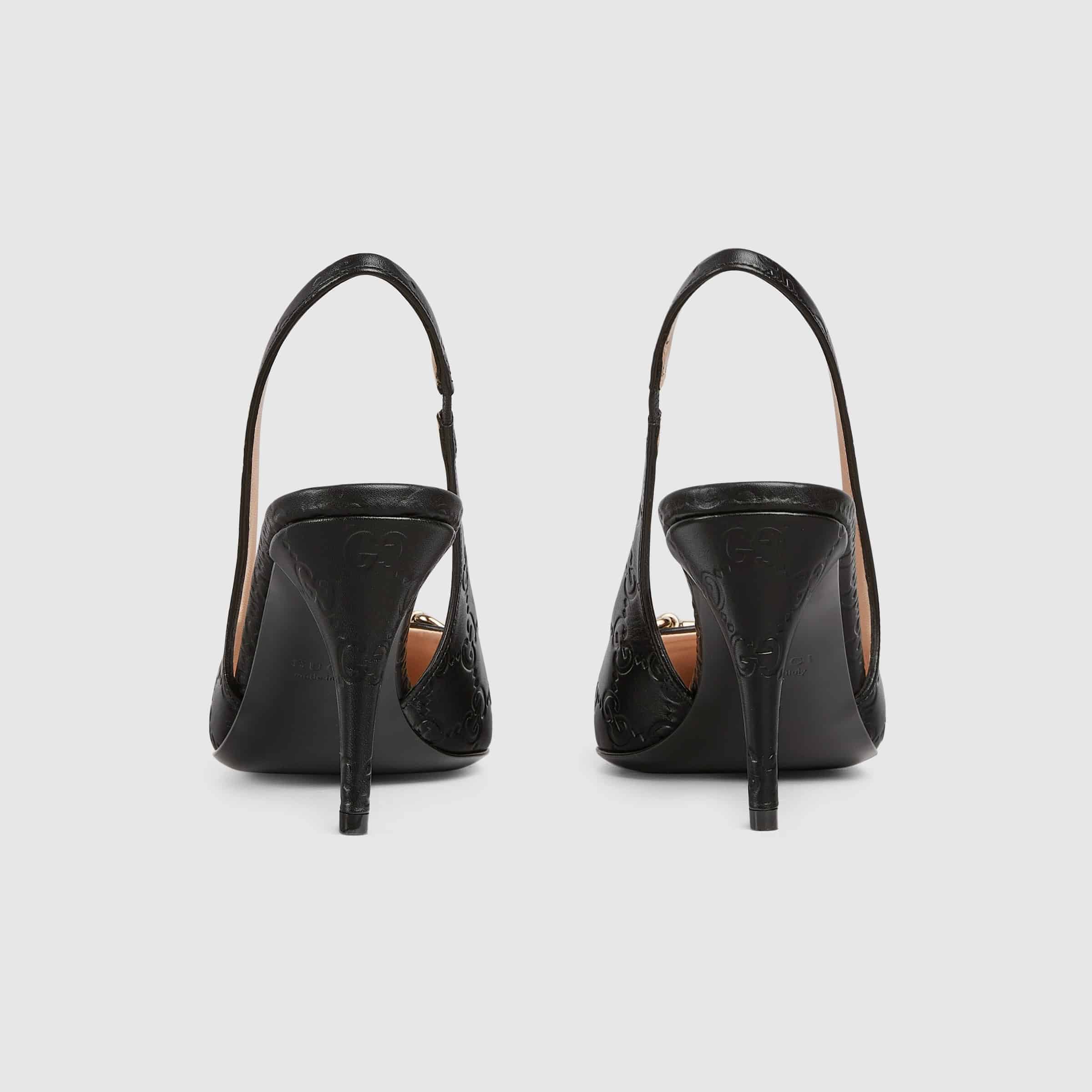 Gucci GG Leather Horsebit Pumps – Black