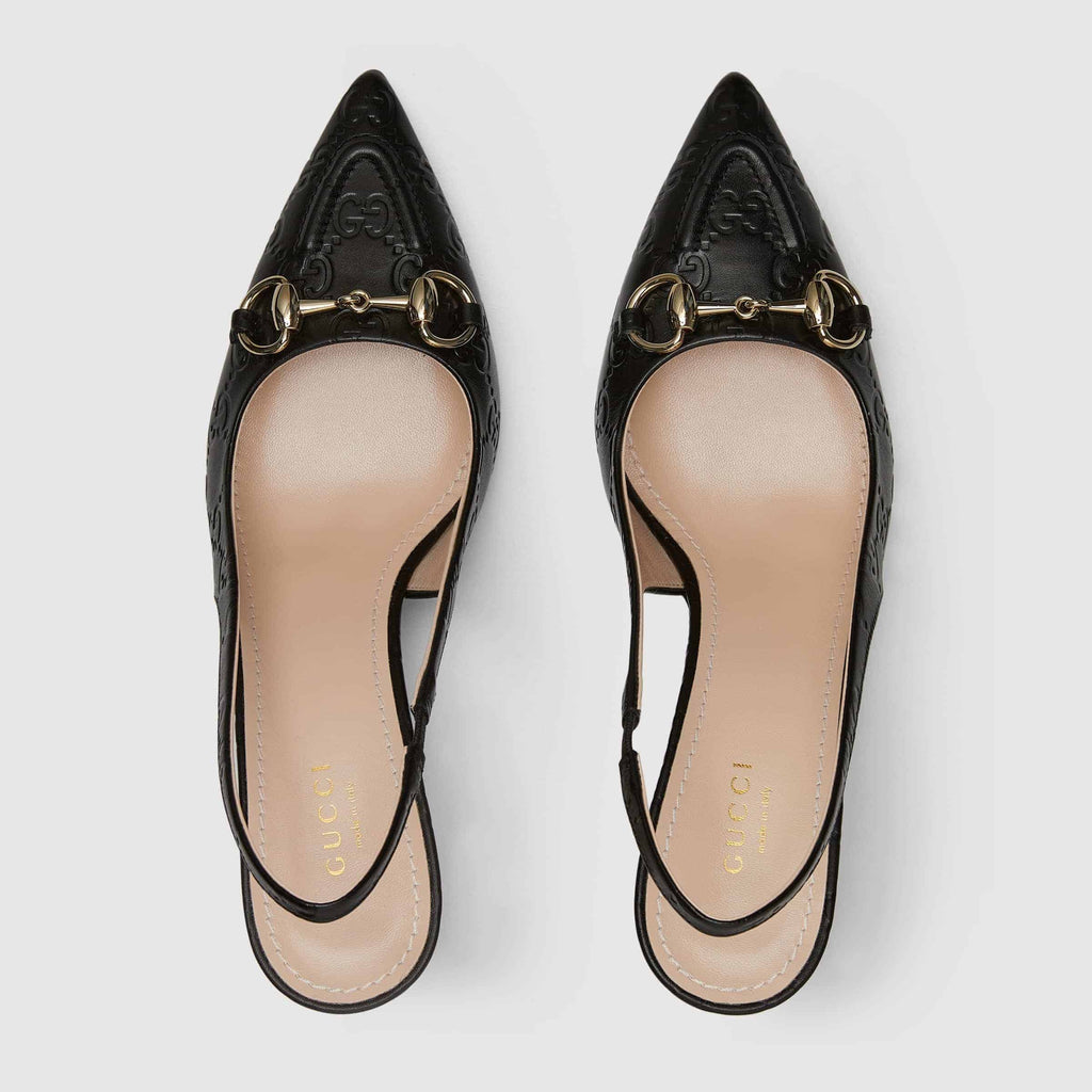 Gucci GG Leather Horsebit Pumps – Black