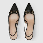 Gucci GG Leather Horsebit Pumps – Black