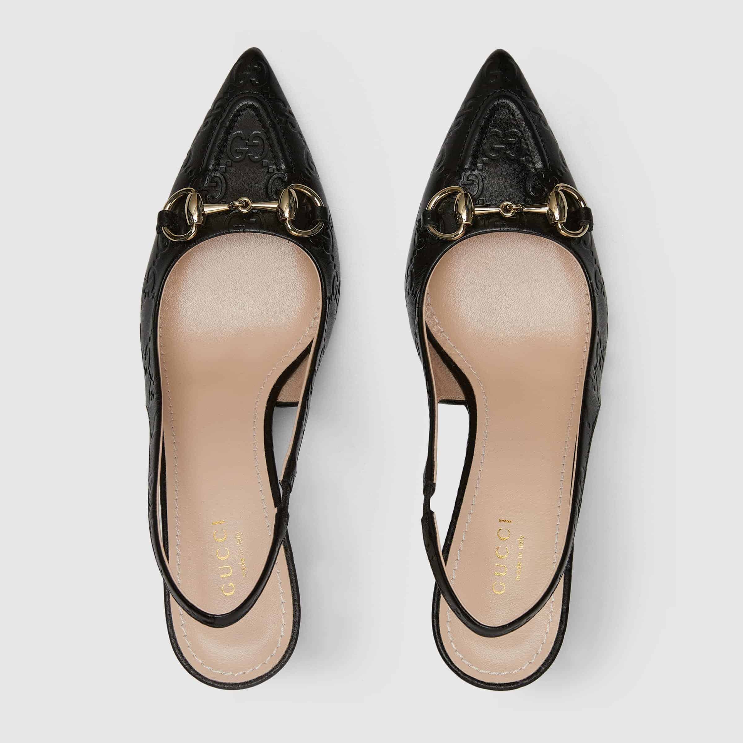 Gucci GG Leather Horsebit Pumps – Black