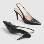 Gucci GG Leather Horsebit Pumps – Black