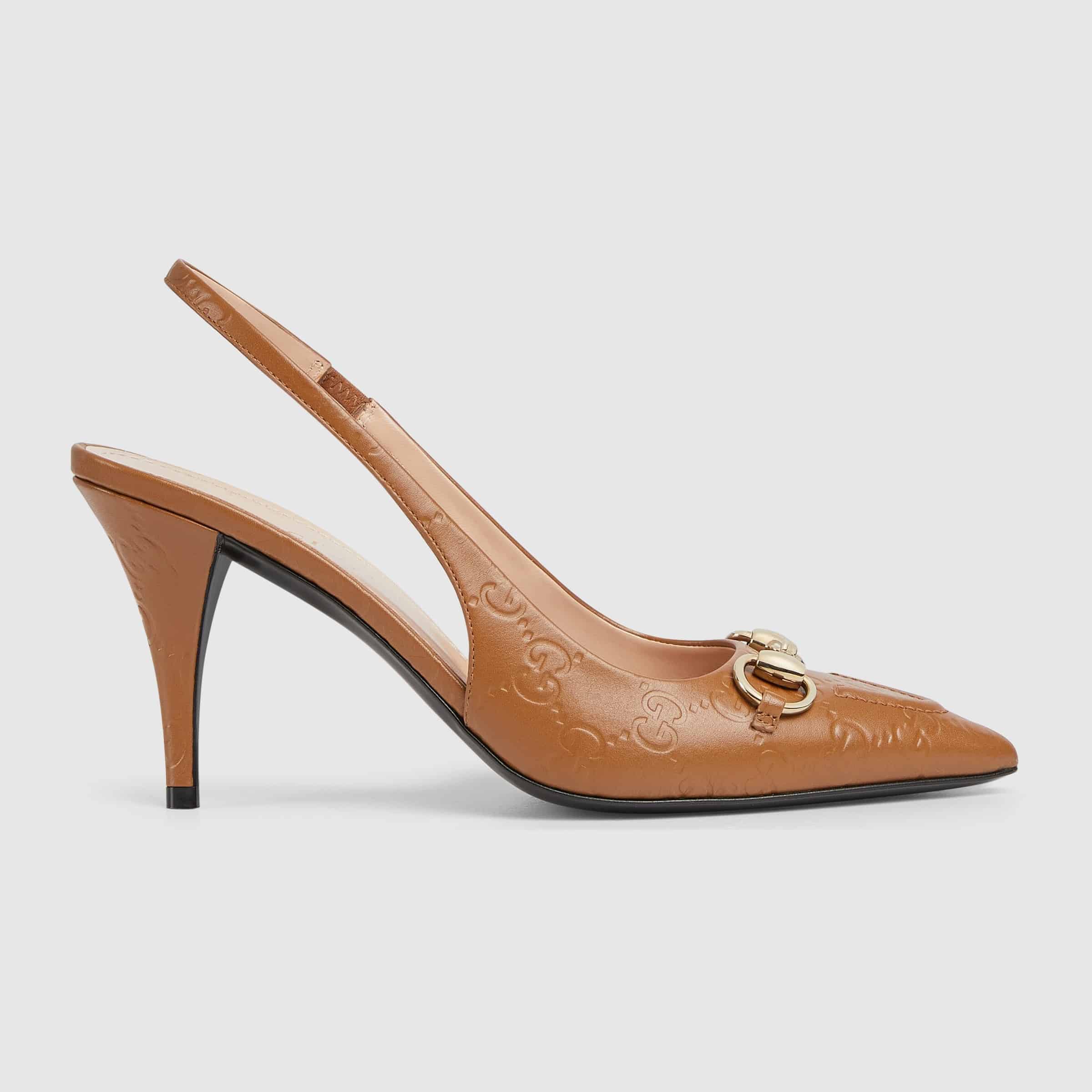 Gucci GG Leather Horsebit Pumps – Light Brown