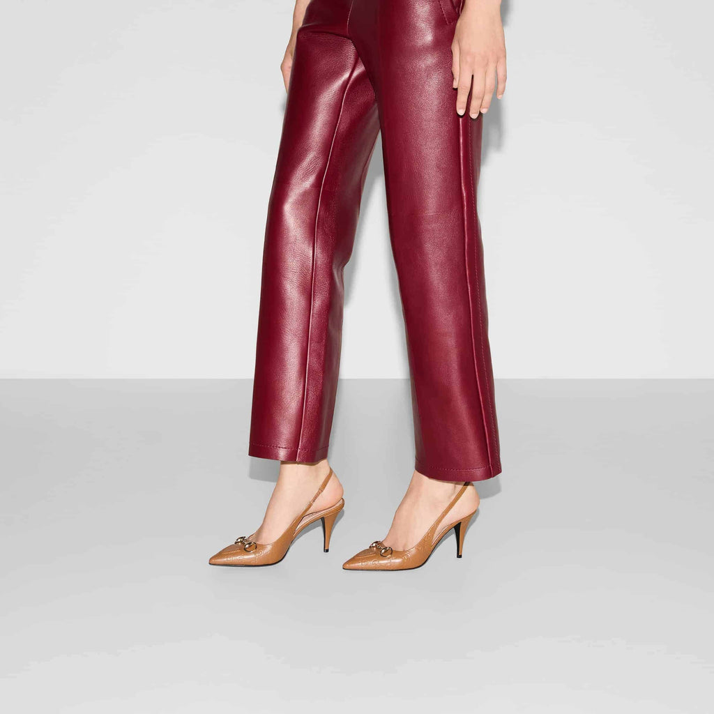 Gucci GG Leather Horsebit Pumps – Light Brown