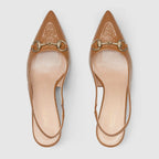 Gucci GG Leather Horsebit Pumps – Light Brown