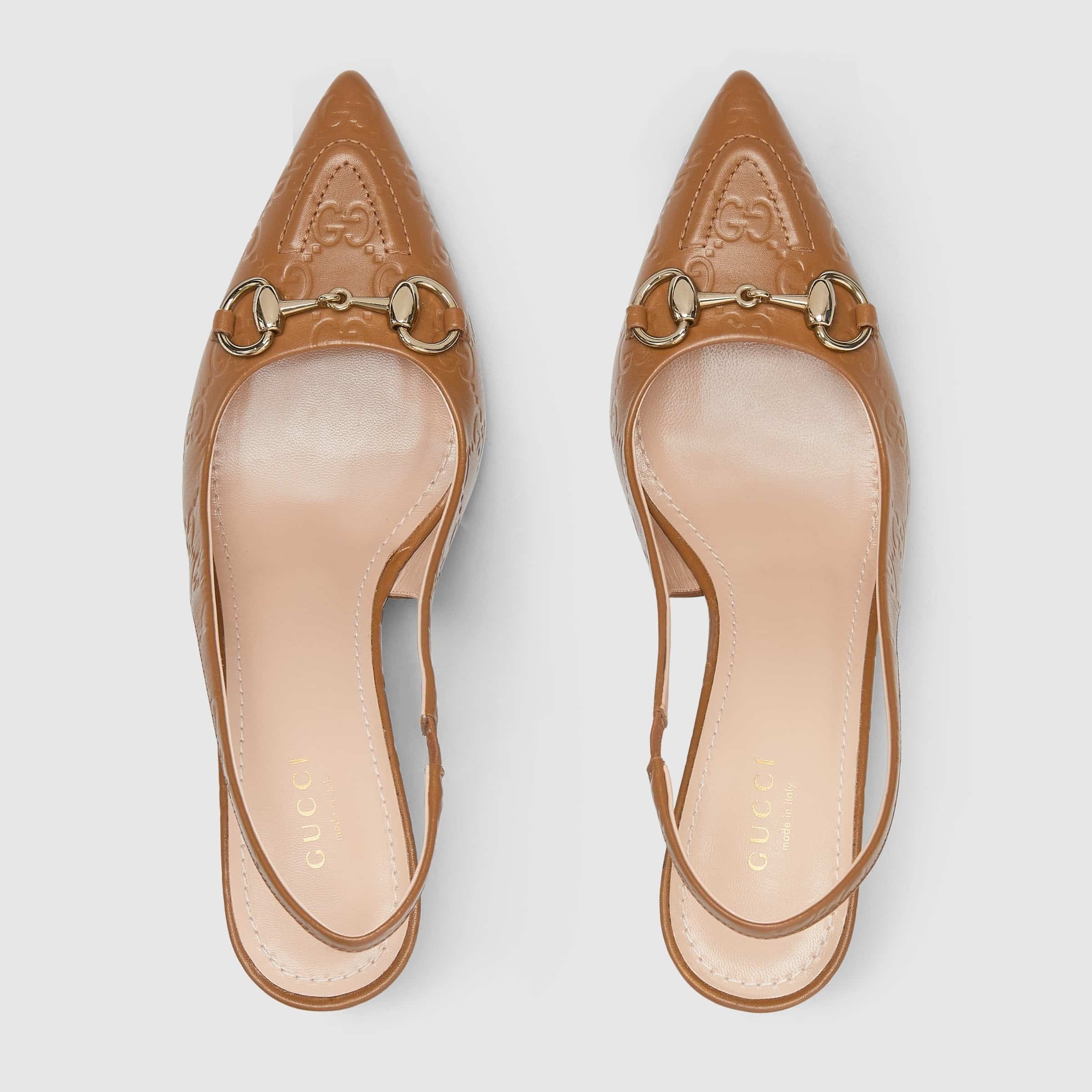 Gucci GG Leather Horsebit Pumps – Light Brown