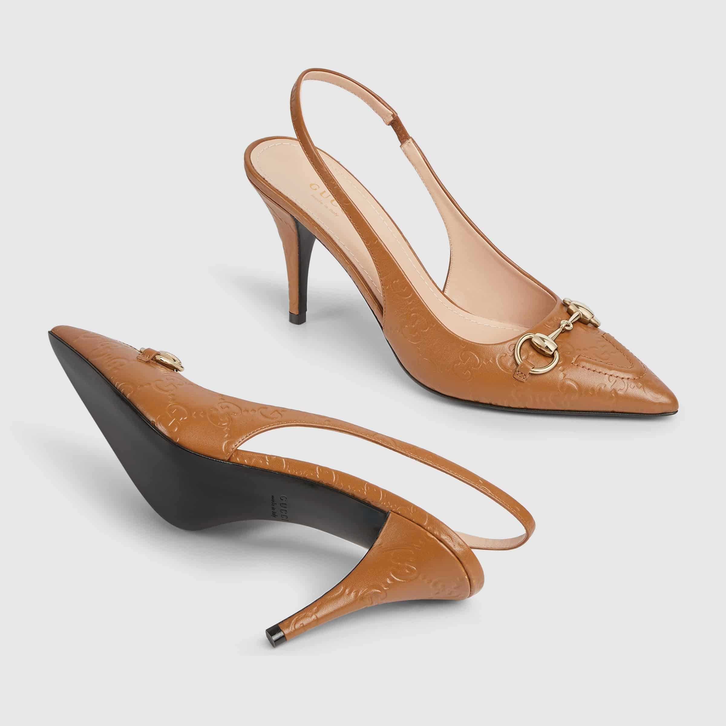 Gucci GG Leather Horsebit Pumps – Light Brown