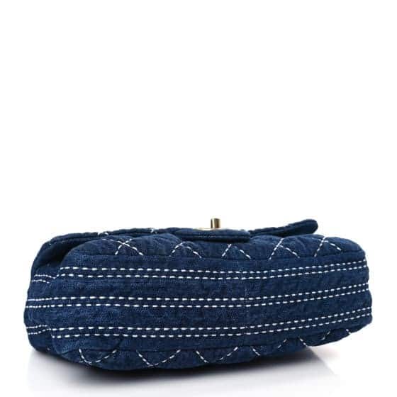 Denim Quilted Medium Denim Trip Single Flap Blue