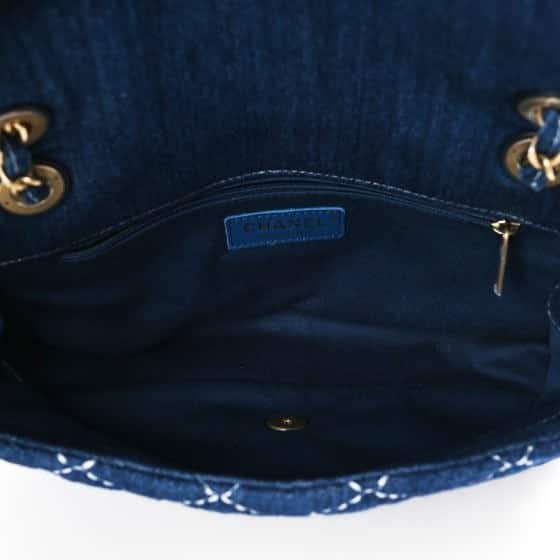 Denim Quilted Medium Denim Trip Single Flap Blue