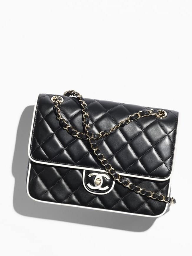 FLAP BAG  Lambskin  Black &amp; White