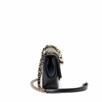 Black Quilted Lambskin Small Elegant Flap Bag Resin and Gold Hardware