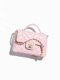 CHANEL Small Flap Bag with Top Handle – Pink Quilted Lambskin &amp; Gold Hardware