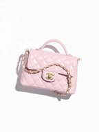 CHANEL Small Flap Bag with Top Handle – Pink Quilted Lambskin &amp; Gold Hardware