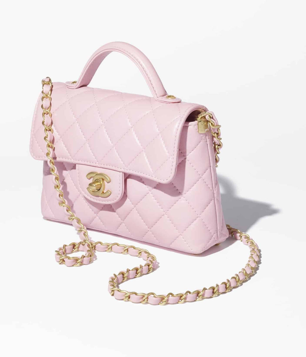 CHANEL Small Flap Bag with Top Handle – Pink Quilted Lambskin &amp; Gold Hardware