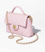 CHANEL Small Flap Bag with Top Handle – Pink Quilted Lambskin &amp; Gold Hardware