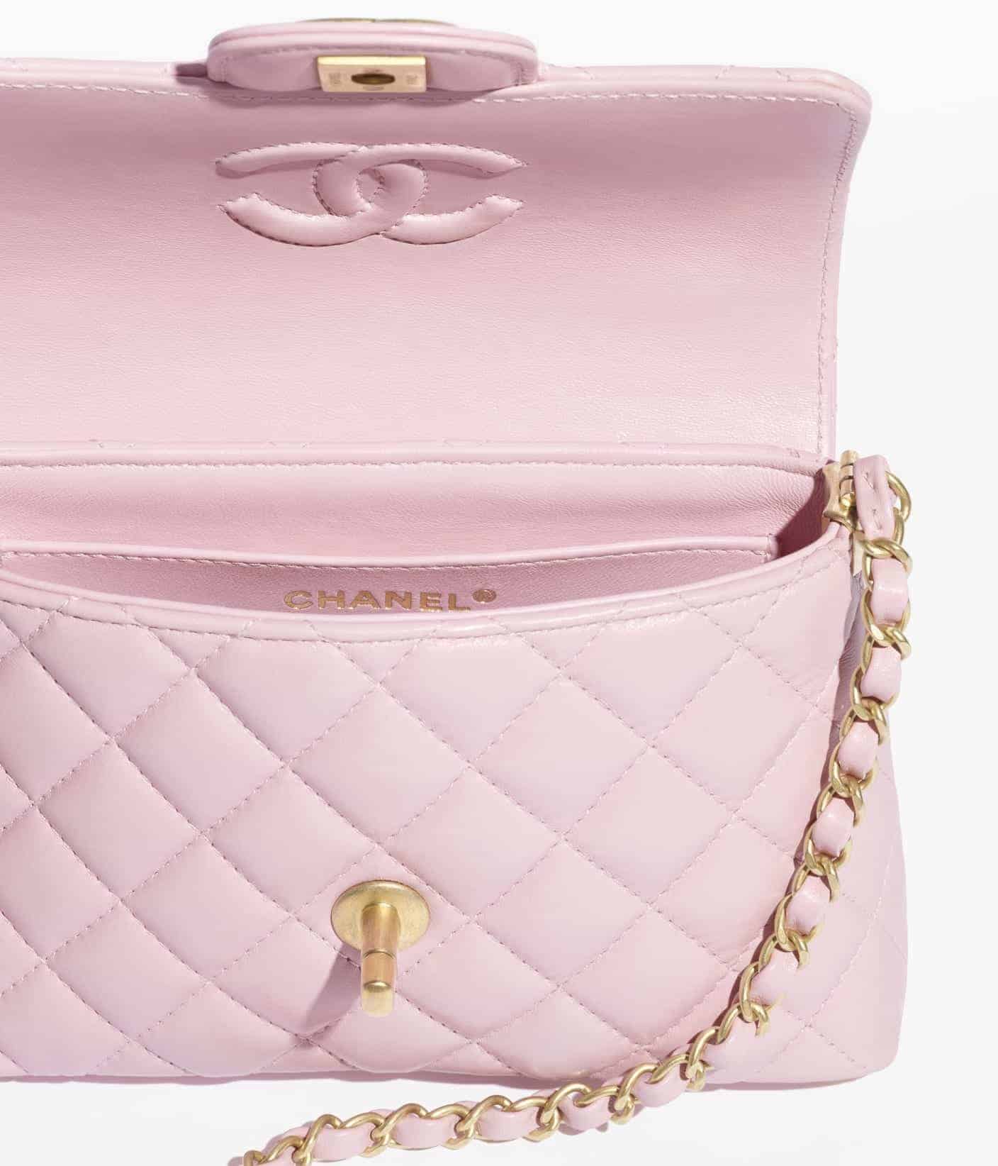 CHANEL Small Flap Bag with Top Handle – Pink Quilted Lambskin &amp; Gold Hardware