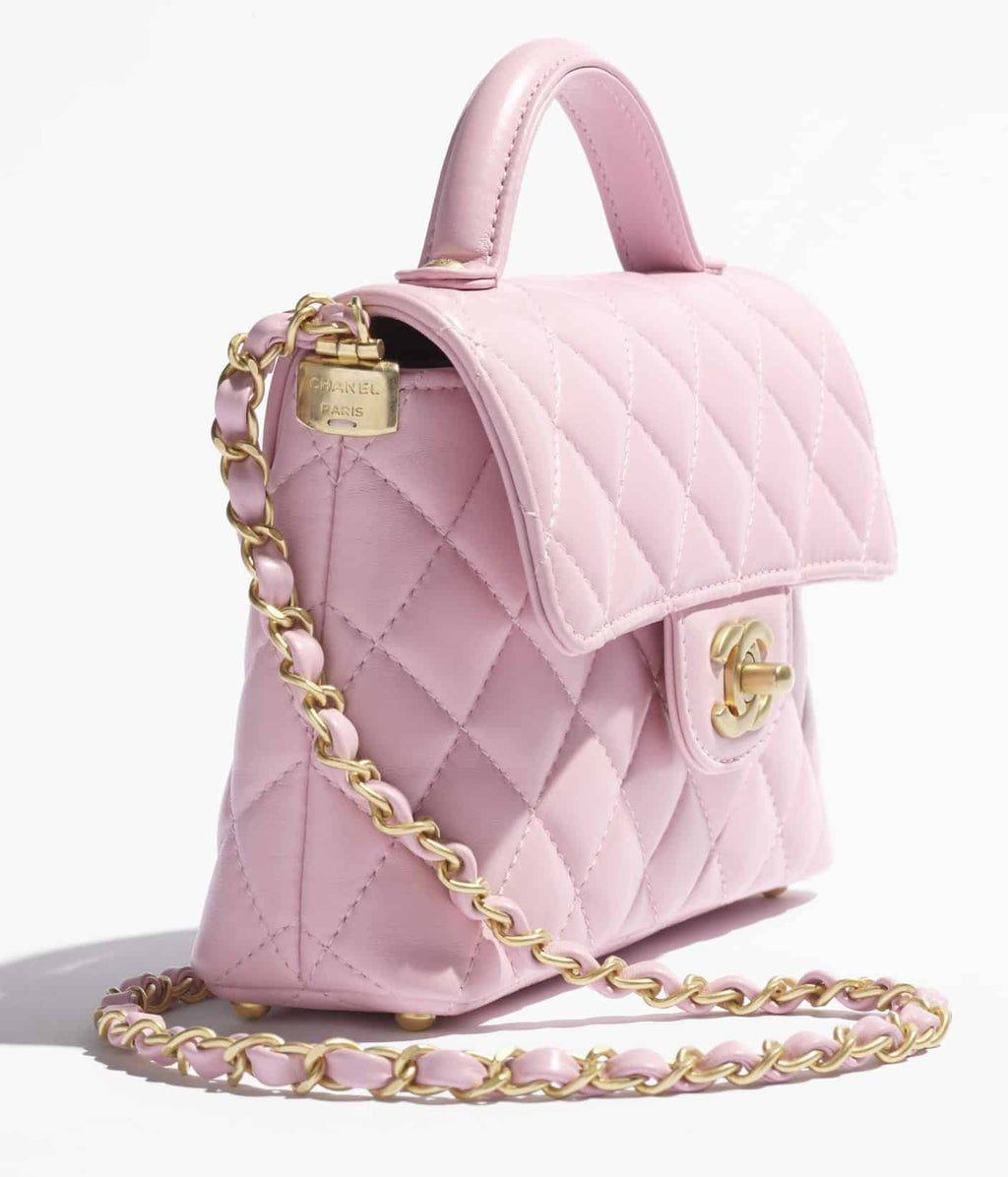 CHANEL Small Flap Bag with Top Handle – Pink Quilted Lambskin &amp; Gold Hardware