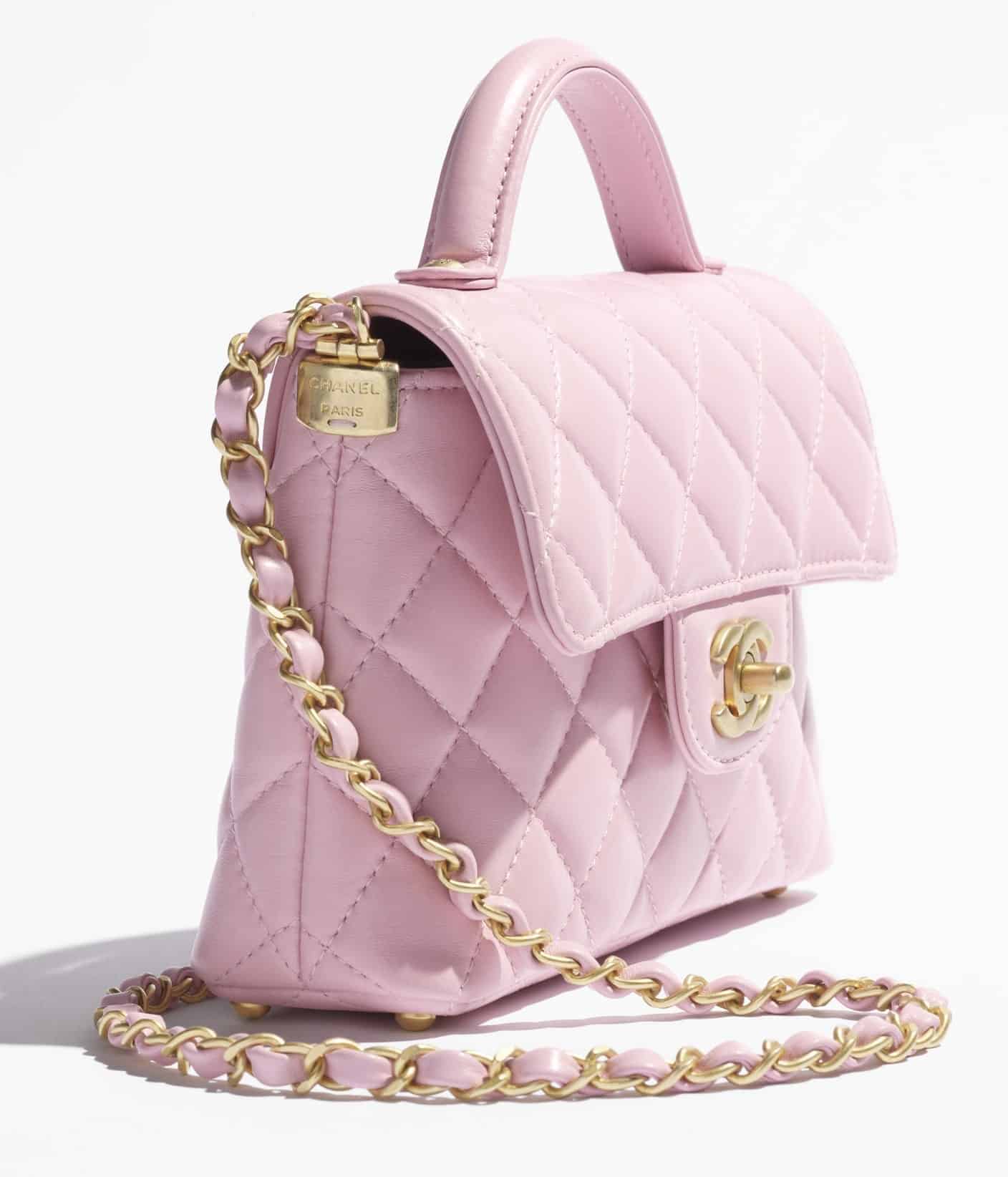 CHANEL Small Flap Bag with Top Handle – Pink Quilted Lambskin &amp; Gold Hardware