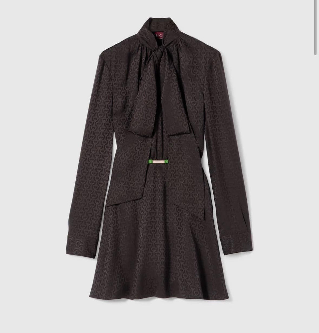 Horsebit silk jacquard dress