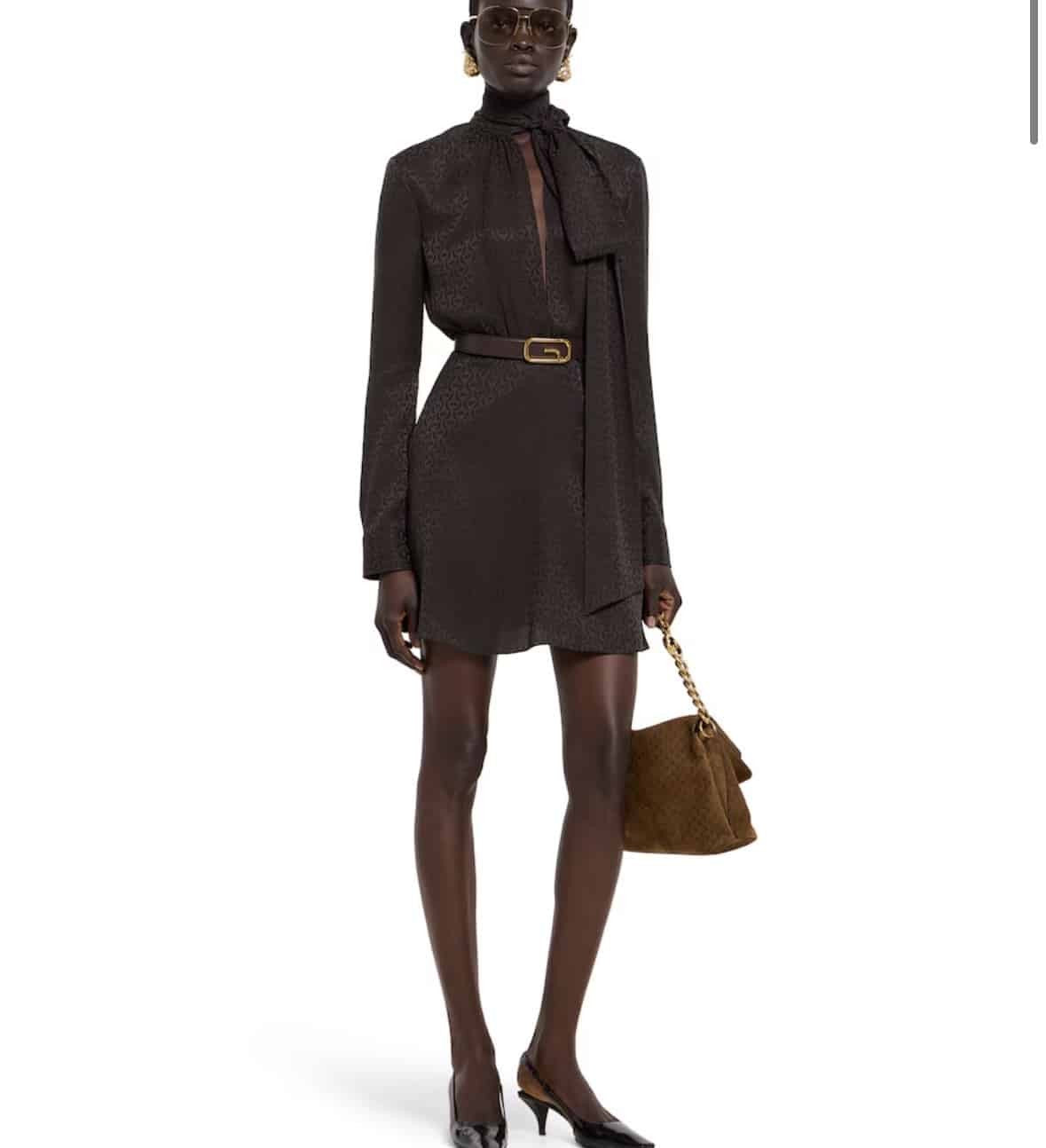 Horsebit silk jacquard dress