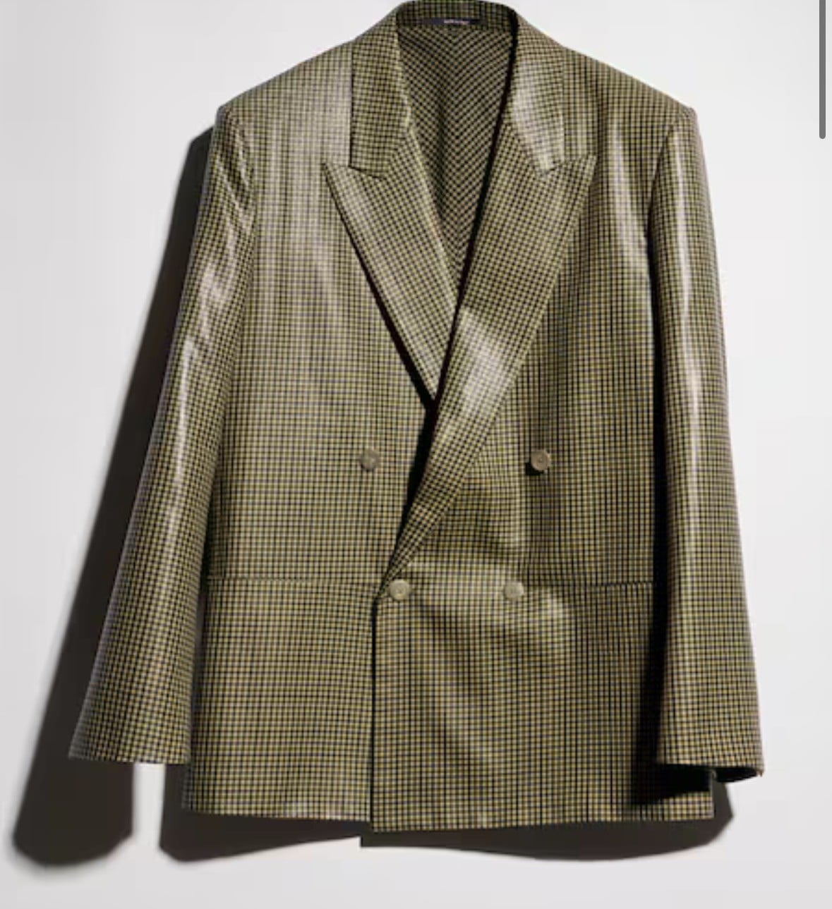 Gingham wool double-breasted jacket