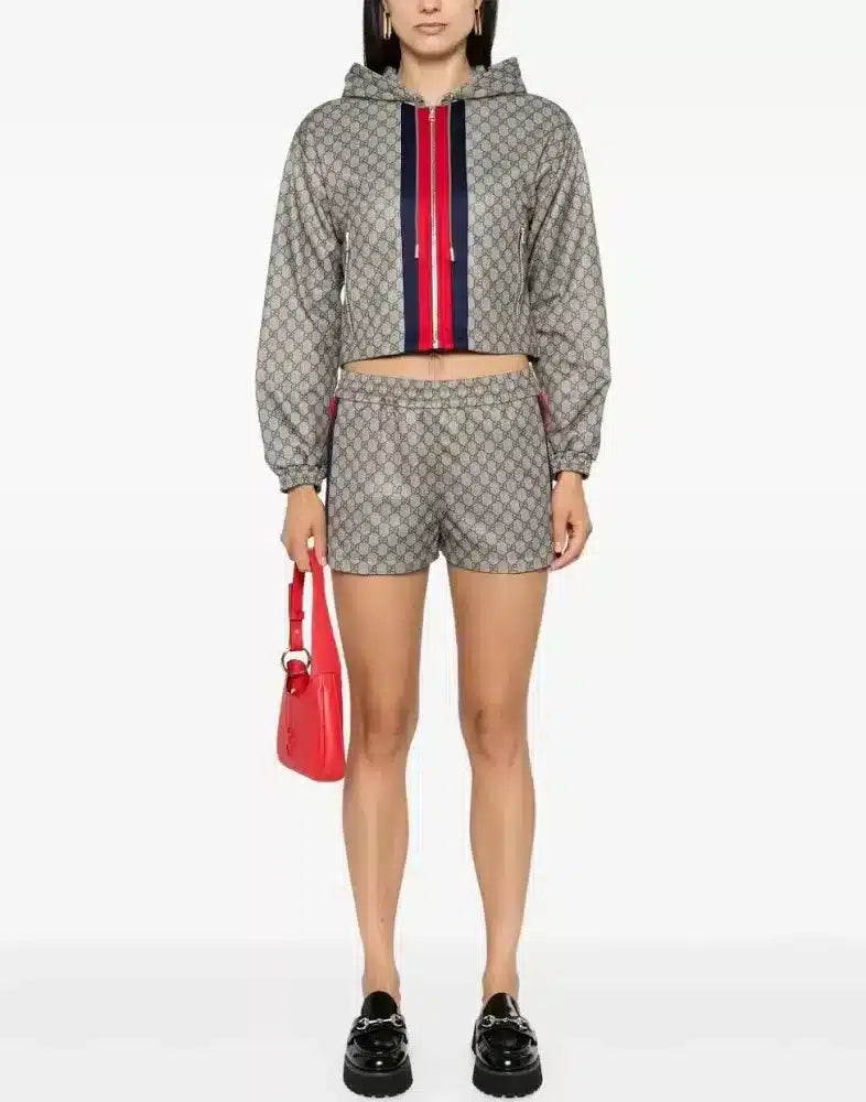 Gucci - GG-logo zip-up cropped jacket - women - Polyester/Cotton/Cotton/Polyamide