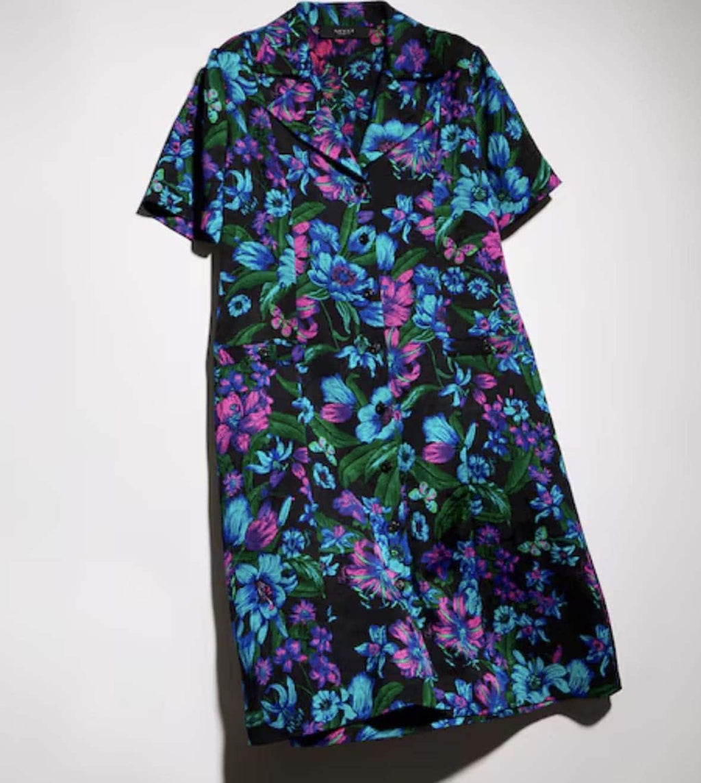 Printed silk jacquard chemisier dress