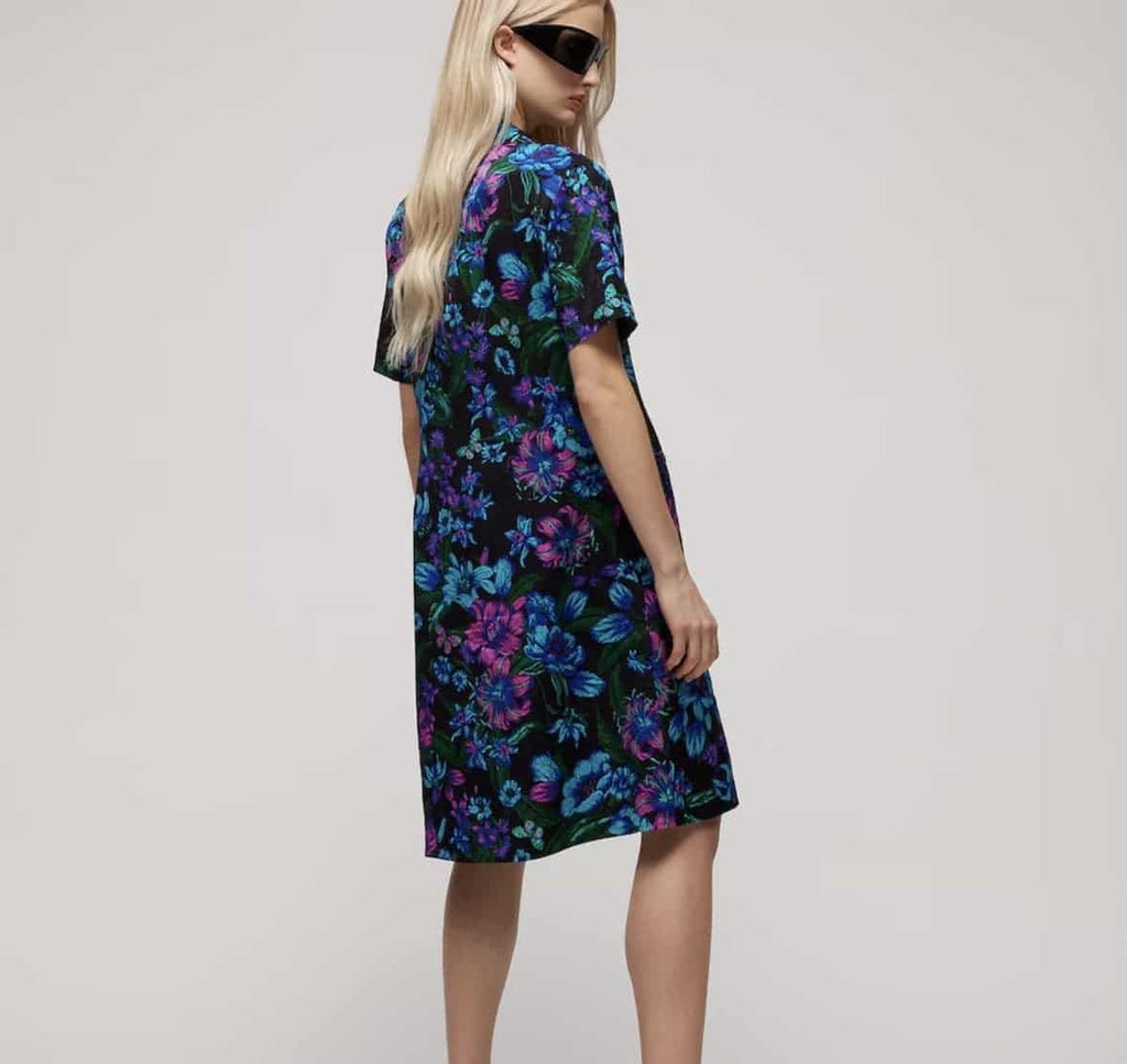 Printed silk jacquard chemisier dress