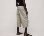 Nylon cargo pants with wrinkle effect